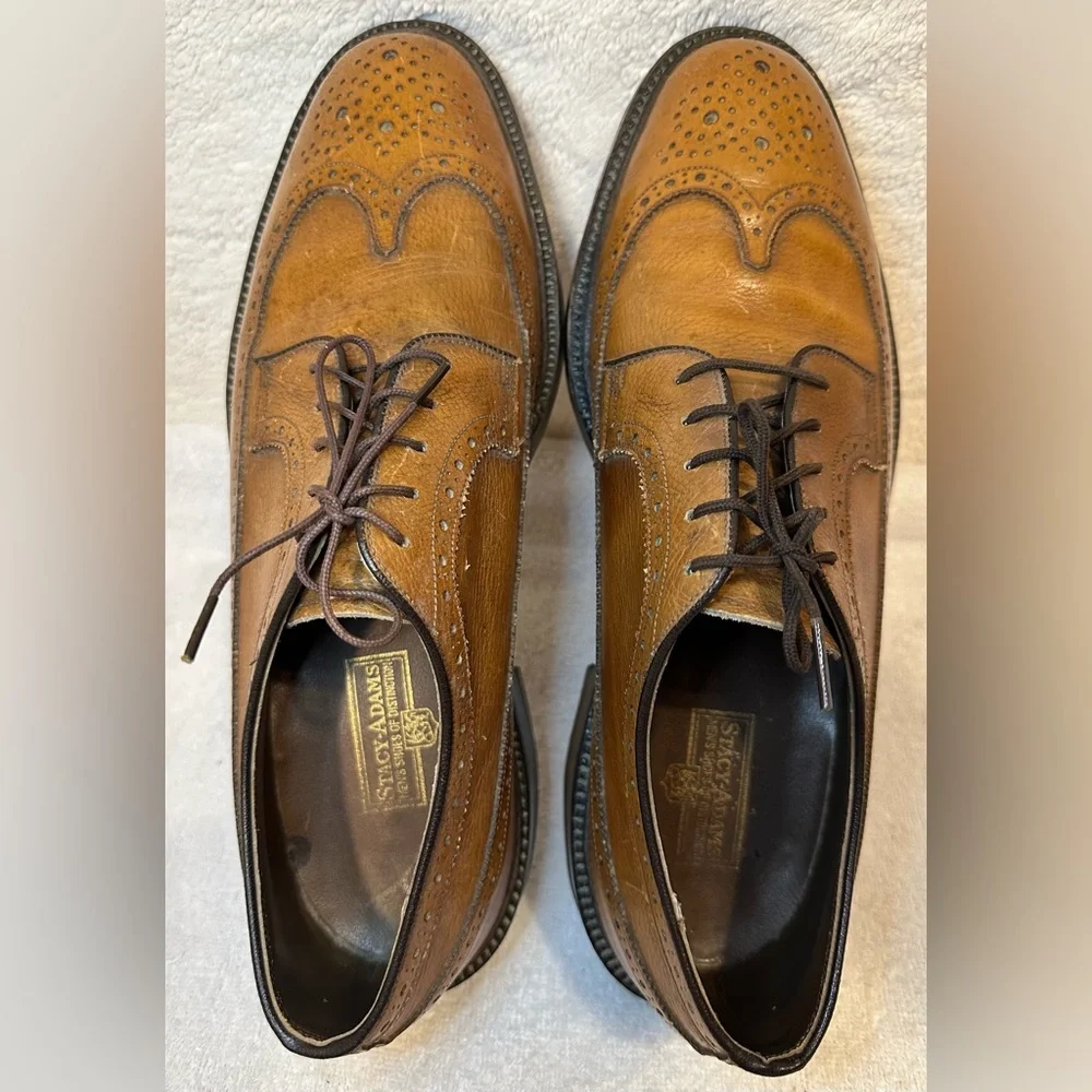 Stacy-Adams men’s oxford dress shoes leather pattern trim‎ detail Size 9 USA